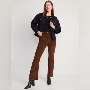 EUC Old Navy Higher High Rise Flare Brown Corduroy Pants - Size 12